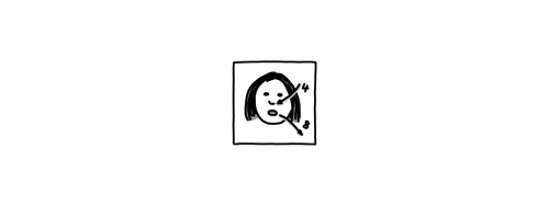 Schwarz-weiß-Zeichnung eines Gesichts mit einem Pfeil, der zur Nase zeigt, und einem Pfeil, der aus dem Mund herauszeigt, als Symbol für "Atmen"